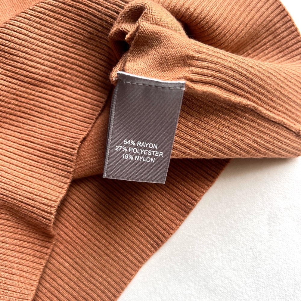 Marled Burnt Orange Crewneck Sweater with Puff Shoulders - Picture 7 of 8